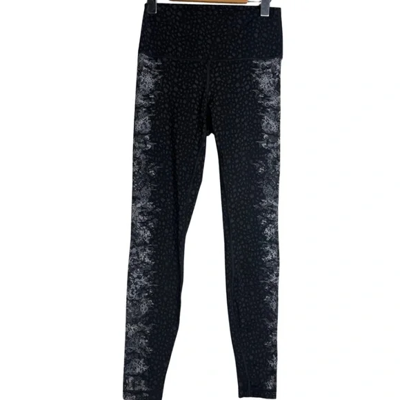 Lululemon Wunder Under Hi-Rise Nulux Leggings Overlace Black Grey Size 8 - Picture 3 of 13